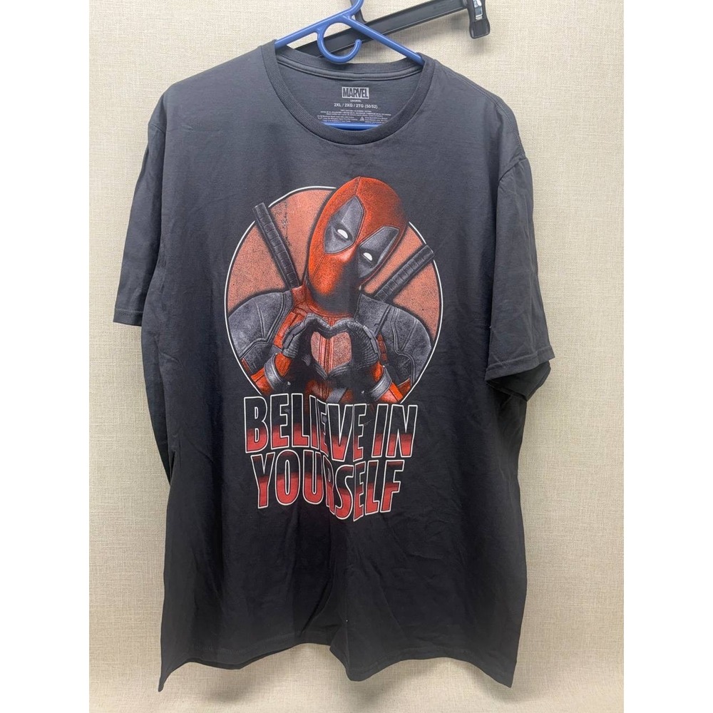 Marvel Deadpool Believe In Yourself Graphic T-Shirt Mens 2XL Charcoal Gray‎